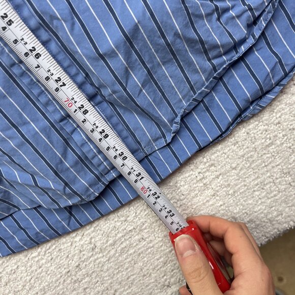 Tommy Hilfiger Button Up Shirt Mens S Blue Striped 80s 2-Ply Fabric Casual - Picture 9 of 14